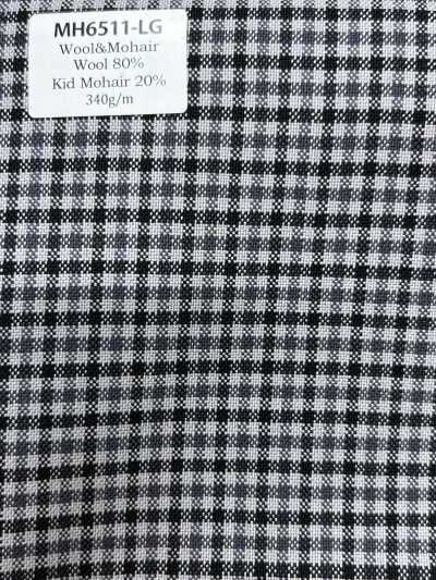 MH6511-LG Standard Fabriqué au Japon Laine Mohair peignée (style tonic) à carreaux gris clair