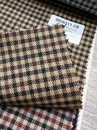 MH6511-CB Lainage peigné laine et mohair fabriqué au Japon (style Tonic) à carreaux marron camel[Textile] HOSOI SYOJI Images supplémentaires