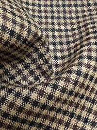 MH6511-CB Lainage peigné laine et mohair fabriqué au Japon (style Tonic) à carreaux marron camel[Textile] HOSOI SYOJI Images supplémentaires