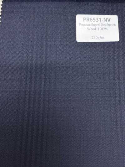 PR6531-NV Standard haut de gamme fabriqué au Japon Super 120's à simple fil rayé stretch bleu marine