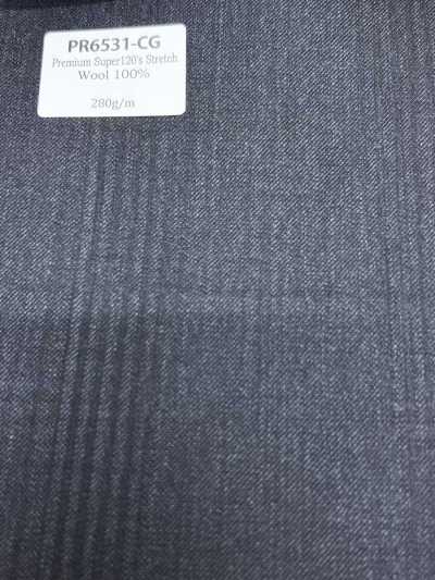PR6531-CG Standard national Premium Super120's à fil simple extensible rayé anthracite en velours côtelé gris