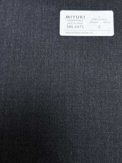 3ML4471 26AW MIYUKI ESSENTIALS Sergé extensible gris charbon uni