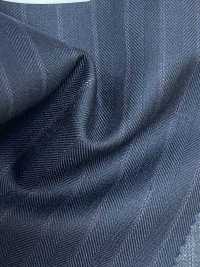 4ML4434 26AW THE CITY Sergé rayé marine[Textile] Filatures De Laine Miyuki Images supplémentaires
