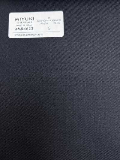 4MR4623 26AW Super100's × Cachemire bleu marine uni