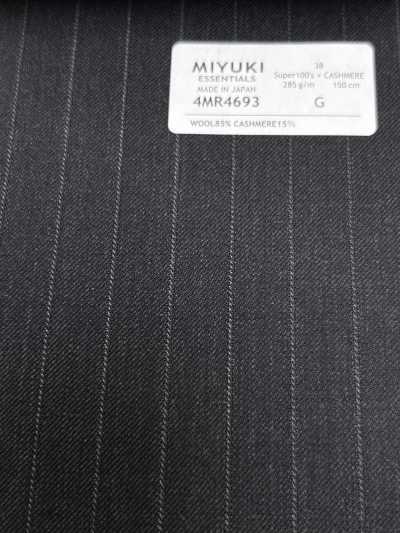 4MR4693 26AW Super100's × Cachemire rayures gris charbon Heaven Gray