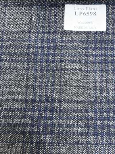 LP6598 Loro Piana à carreaux gris x bleu marine