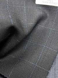 ZA4641 MARZOTTO Super 110's à carreaux brodés noir et bleu[Tissu] HOSOI SYOJI Images supplémentaires
