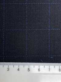 ZA4641 MARZOTTO Super 110's à carreaux brodés noir et bleu[Tissu] HOSOI SYOJI Images supplémentaires