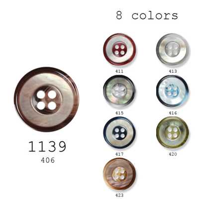 1139 Bouton en coquillage naturel/polyester fabriqué au Japon pour costumes et vestes