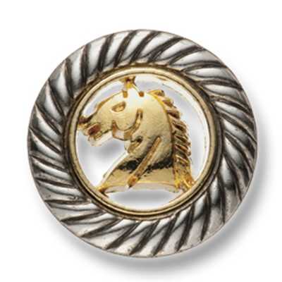 919 Fabriqué au Japon, bouton métallique pour costumes et vestes, motif cheval, or/argent