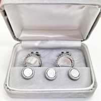 A-3 Ensemble De Boutons De Manchette Et De Clous Formels En Argent Sterling, Coquille De Nacre Ronde En [Accessoires Formels] Yamamoto(EXCY) Sous-photo