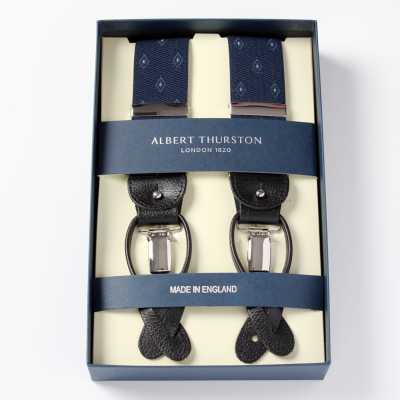 AT-12 Bretelles Albert Thurston à motif losanges 35 mm bleu marine