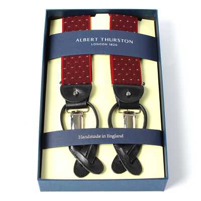 AT-2313-WI Bretelles Albert Thurston à motif à pois 35MM rouge vin