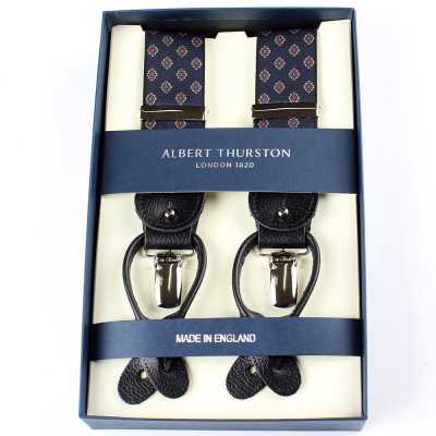AT-2387-NV Bretelles Albert Thurston, petit motif, 35 mm, bleu marine