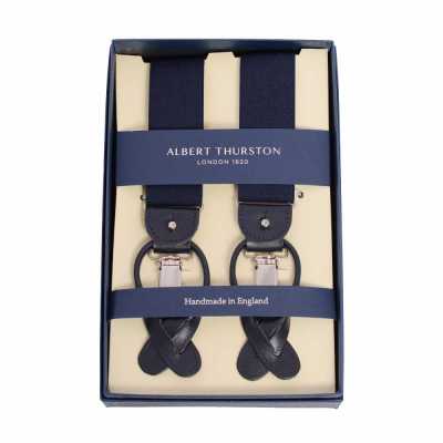 AT-NAVY Albert Thurston Bretelles bleu marine uni 35 mm