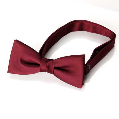 BF-510 Nœud papillon en matière premium bordeaux en tissu à face soie