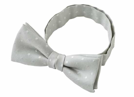 BF-940 Nœud papillon en soie fabriqué au Japon, à pois, gris clair