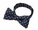 BF-972 Nœud Papillon Soie Domestique Motif Pois Bleu Marine
