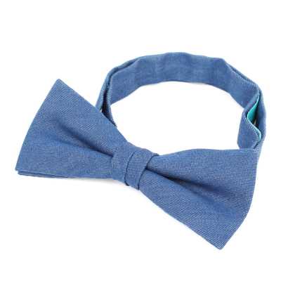 BF-D01 Nœud papillon en denim de coton Pima bleu