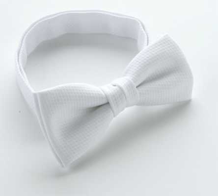 BF-W Nœud papillon en piqué de coton blanc