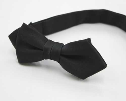 BFK-106 Satin de soie premium, nœud papillon diamant noir
