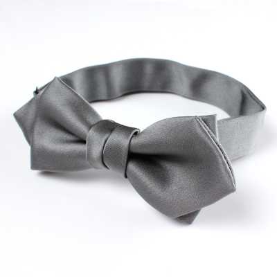BFK-508 Nœud papillon pointu de qualité supérieure en tissu de parement en soie, gris