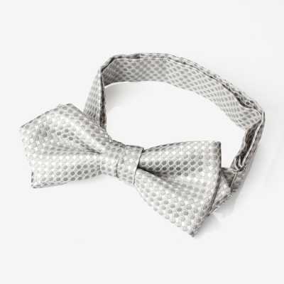 BFK-985 Nœud papillon lame en jacquard de soie japonais, motif piqué, gris clair