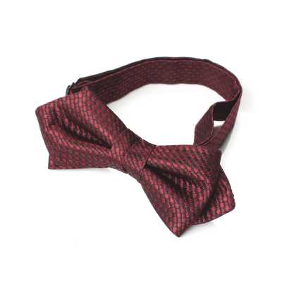 BFK-987 Nœud papillon en jacquard de soie fabriqué au Japon, motif Kanoko, bordeaux