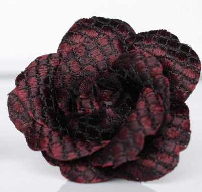 BTA-987 Boutonnière en jacquard de soie fabriquée au Japon, motif Kanoko, bordeaux
