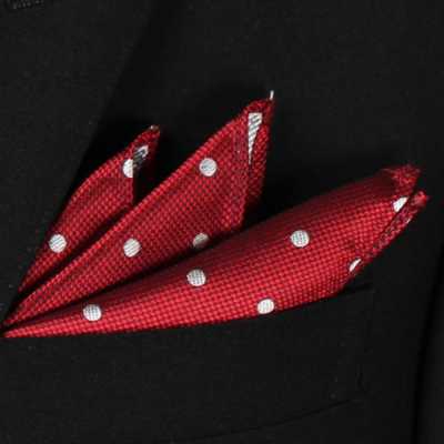 CF-600 Pochette en soie japonaise 100 %, motif à pois, rouge