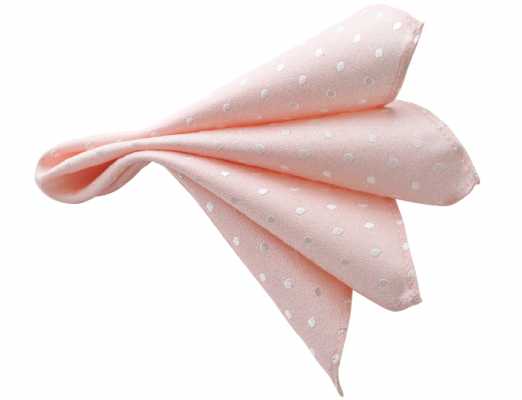 CF-974 Pochette de costume en soie, motif à pois roses, fabriquée au Japon