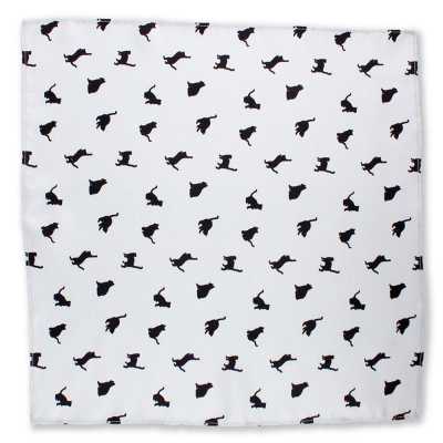 CF-CAT-GR Mouchoir imprimé en soie motif chat gris