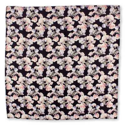 CF-ROSE-BK Pochette de costume imprimée en soie Rose noire