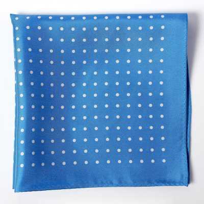 CFD-4BL Mouchoir en soie imprimé à pois, bleu clair