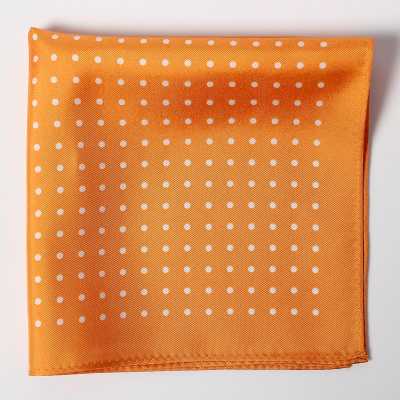 CFD-7OR Foulard en soie imprimé à pois orange