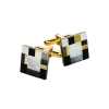 CL-2 Boutons de manchette carrés noir et or jaune