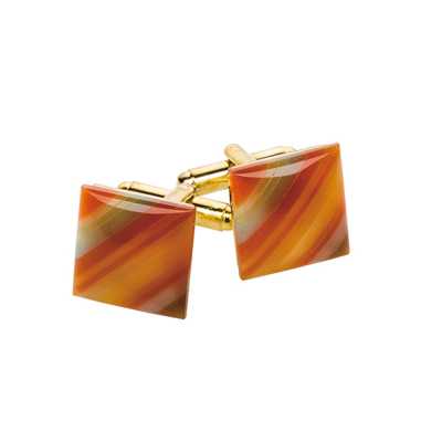CL-3 Boutons de manchette carrés, orange doré