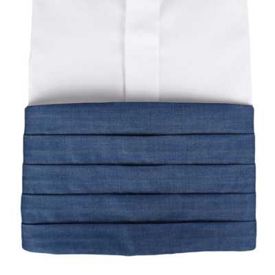 CM-D01 Ceinture de smoking en denim bleu en coton Pima