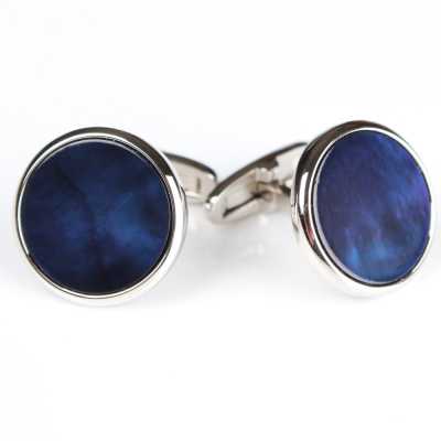E-4-C Boutons de manchette en coquillage revêtus de couleur, bleu marine