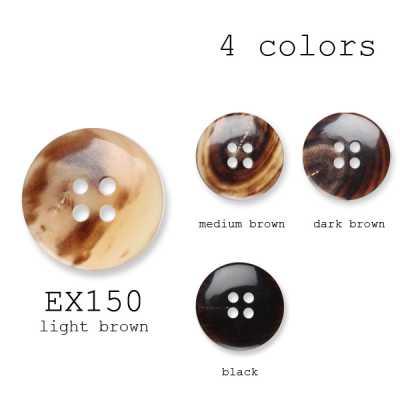 EX150 Fabriqué au Japon, boutons authentiques en corne de buffle d’eau à 4 trous pour costumes et vestes, forme lentille [Déstockage]