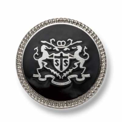 EX248 Boutons métalliques fabriqués au Japon pour costumes et vestes, argent/noir
