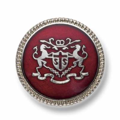 EX252 Bouton en métal fabriqué au Japon pour costumes et vestes, argent/rouge