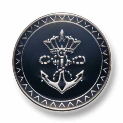 EX256 Boutons métalliques fabriqués au Japon pour costumes et vestes, argent/bleu marine