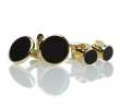 F-1 Set de boutons de manchette et de clous de plastron de cérémonie Onyx Or Rond