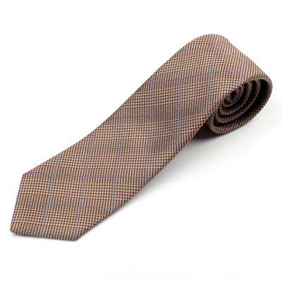 HVN-18 Cravate Fait Main Avec VANNERS Textile Glen Plaid Marron