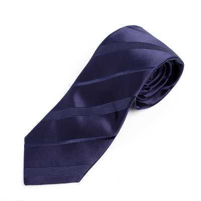 HVN-20 Cravate rayée bleu marine faite main en tissu VANNERS