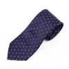 HVN-23 Cravate faite main en tissu VANNERS, motif paisley à pois, bleu marine