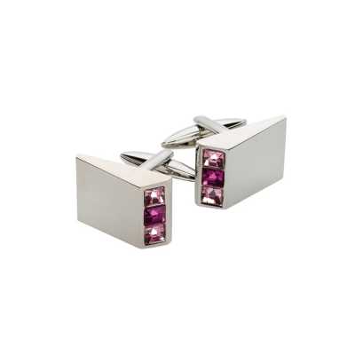 L-1 Boutons de manchette triangle argent et rose