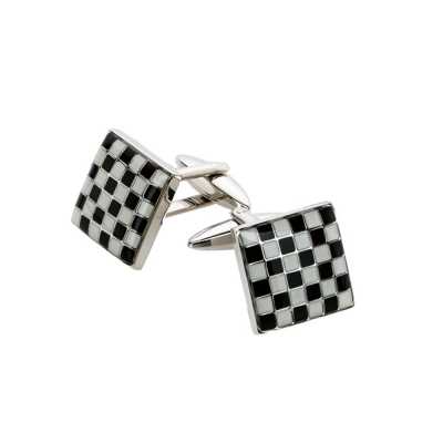 M-1 Boutons de manchette carrés noir et blanc