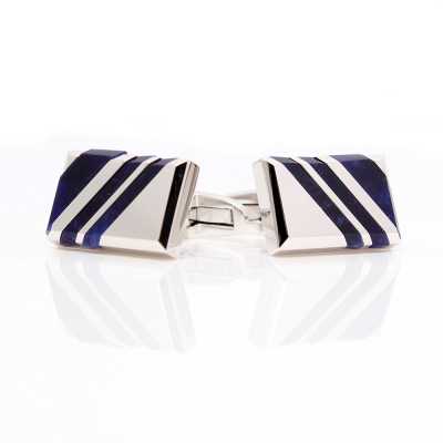 N-4 Fabriqué au Japon Boutons de manchette Régimentaire Bleu marine Sodalite